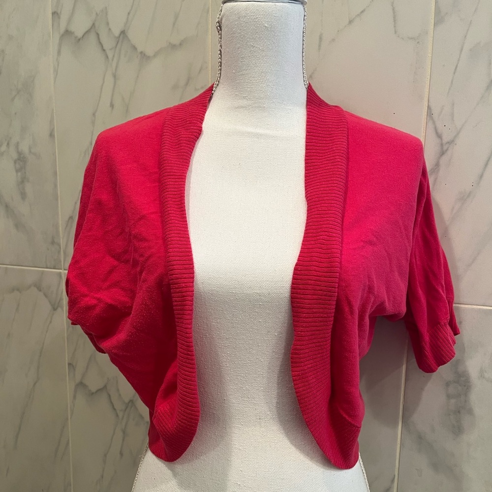 Ann Taylor Women’s Open Front Cropped Cardigan Pink Size Large